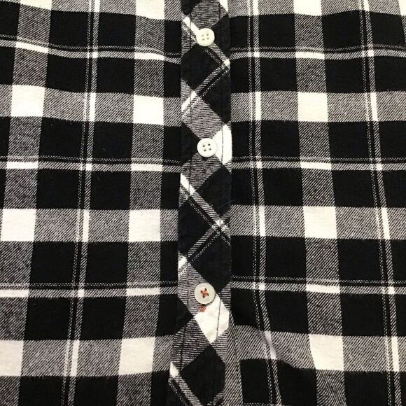VINTAGE Weatherproof 100% cotton XL flannel plaid button down shirt black white - Picture 6 of 14